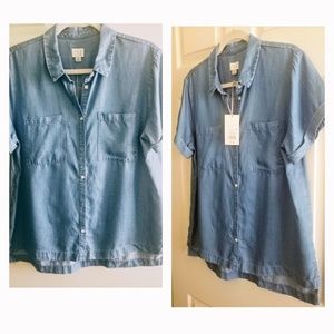 Denim Short Sleeve Button-down